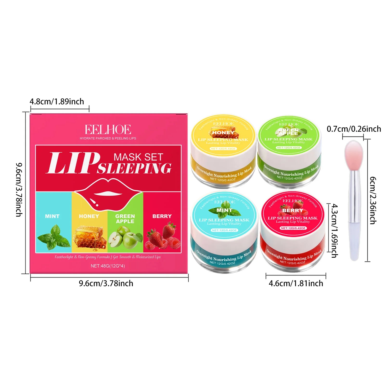 Lip Sleeping Mask Set Moisturizing Refreshing Non-sticky Anti-Cracked Lip Mask Pre-makeup Lip Base Dry Lip Rescue Mask Qme 1set boxed