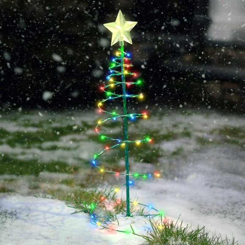 Christmas Solar Light LED Luminous Christmas Tree Ornament Outdoor Waterproof Decorative Lamp String Festival Garden Decorations Qme Multi Color