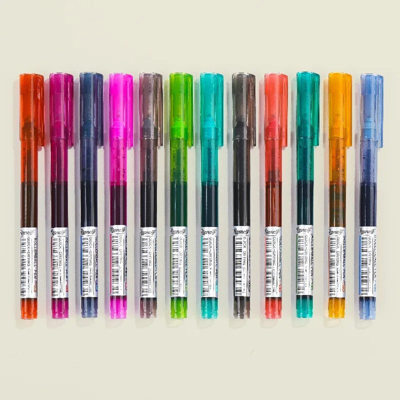 12 Colors High Quality Needle Type Gel Pens, Auto Liquid Ink, 0.5mm Tip, Quick Dryin, Smooth Writing, for Artist DIY Crafts Qme 12 colors