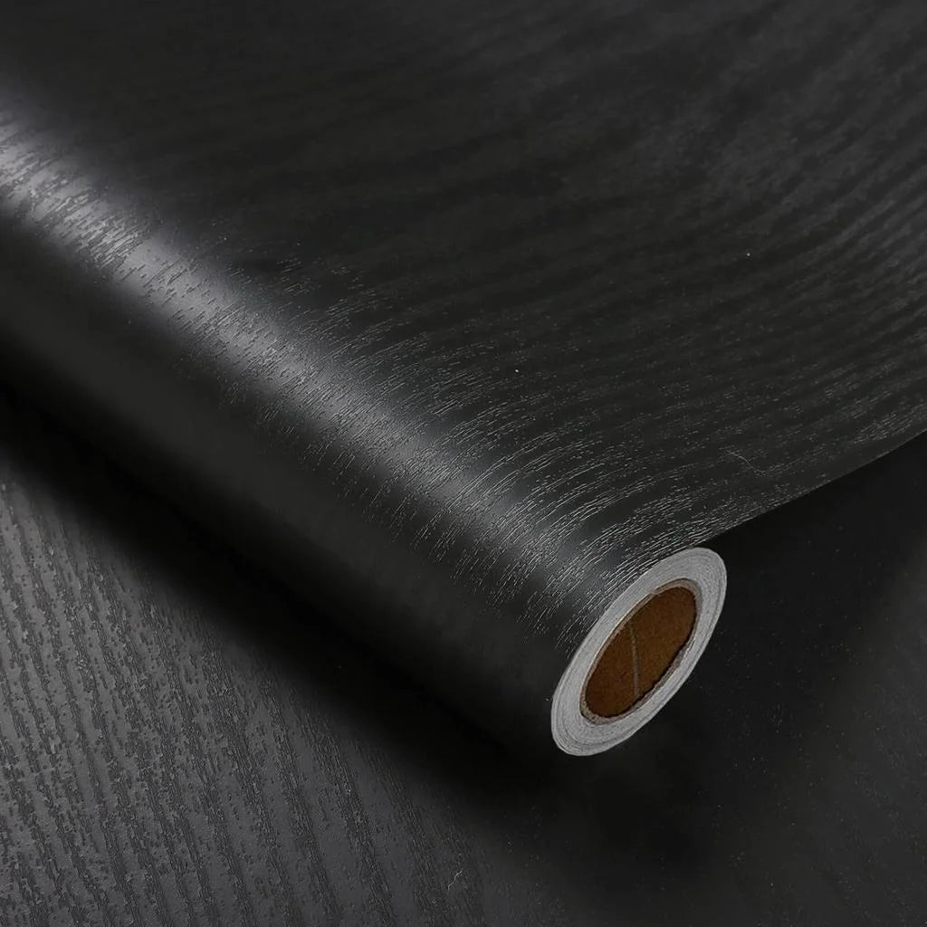 55cm Black White Wood Grain Waterproof PVC Self-Adhesive Wallpaper Suitable For Wardrobe Kitchen Furniture And Wall Decoration. Qme heimuwen 55cmX5m