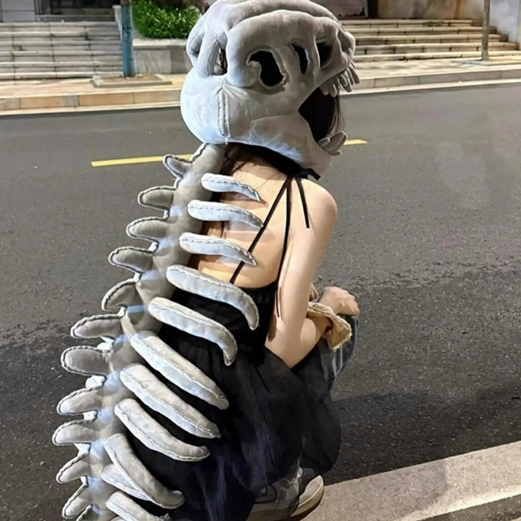 Dinosaur Skeleton Plush Costume Stuffed Toy Halloween Outfits Kids Qme