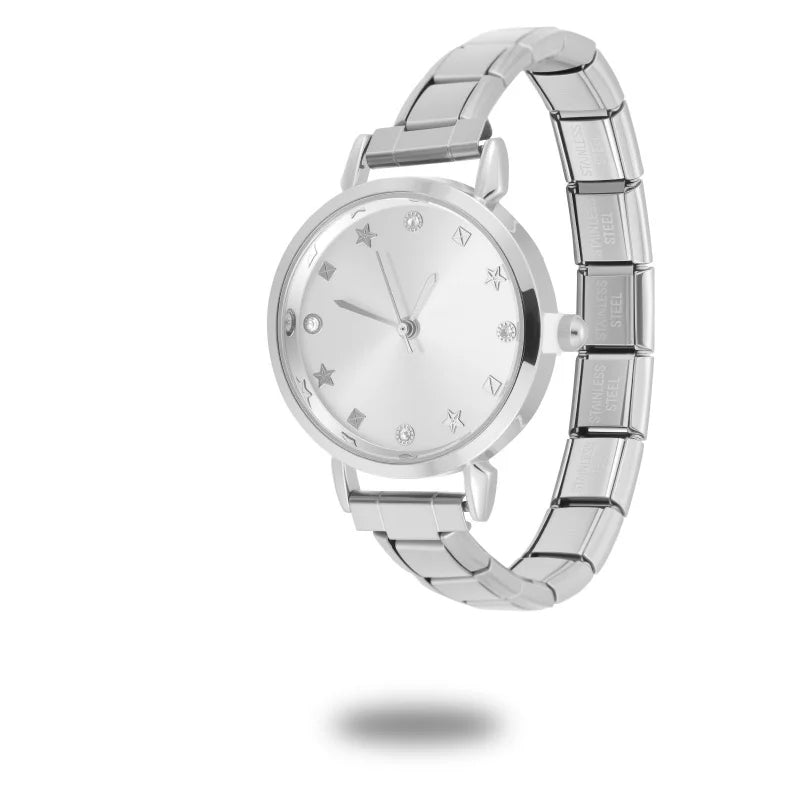 Width Italian Charm White Black Butterfly Round Elastic Watch