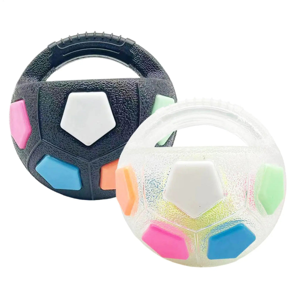 Dog Fetch Football Interactive Squeaky Handheld Round Football Dog Chewing Ball Pet Training Supplies For Aggressive Chewers Qme