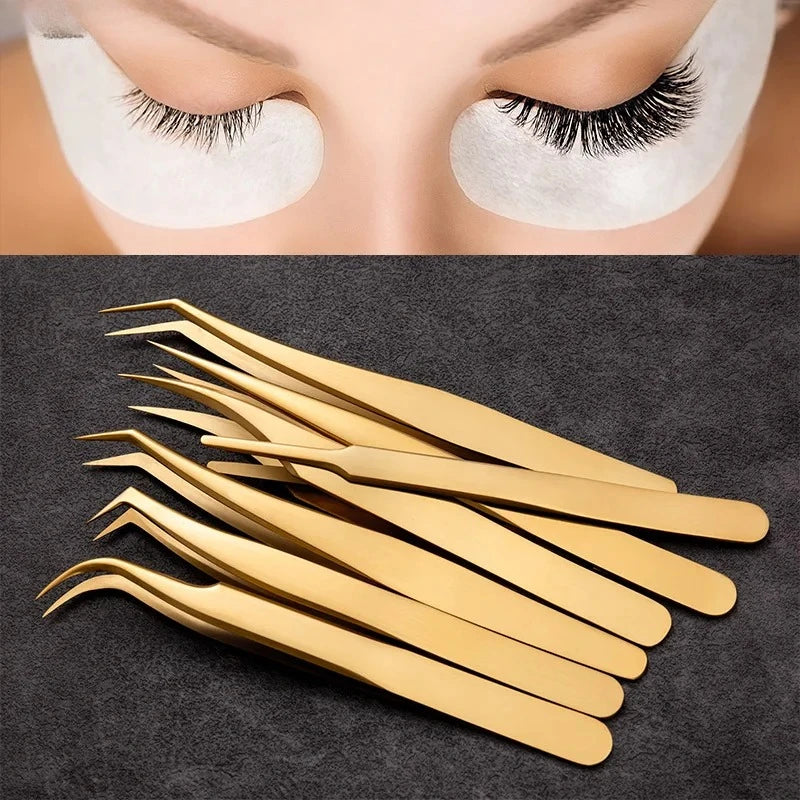 Eyelashes Tweezers Stainless Steel Lashes Extension Makeup Tools Nail Qme