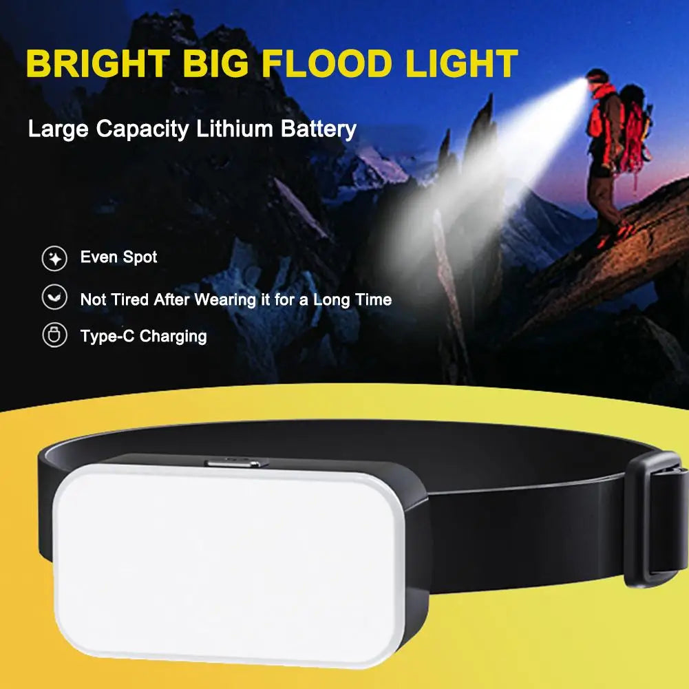 Floodlight LED Headlamp USB Rechargeable COB LED Headlight Fishing Flashlight Night Torch Emergency EDC Working Qme