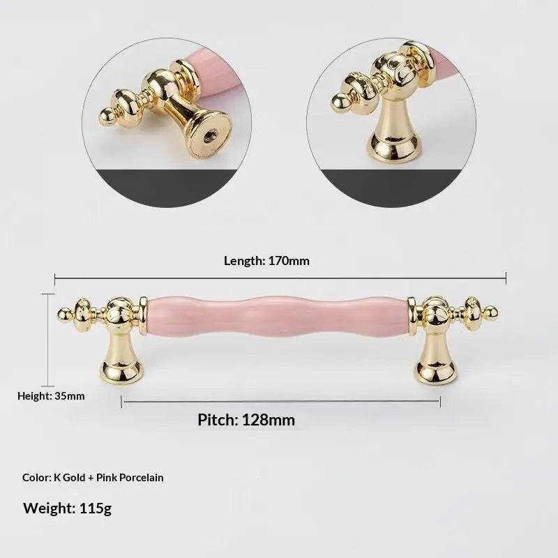 Modern Colored Ceramic Furniture Handle Golden Wardrobe Cabinet Handles Closet Door Knob Dressing Table And Drawer Pull Hardware Qme A16
