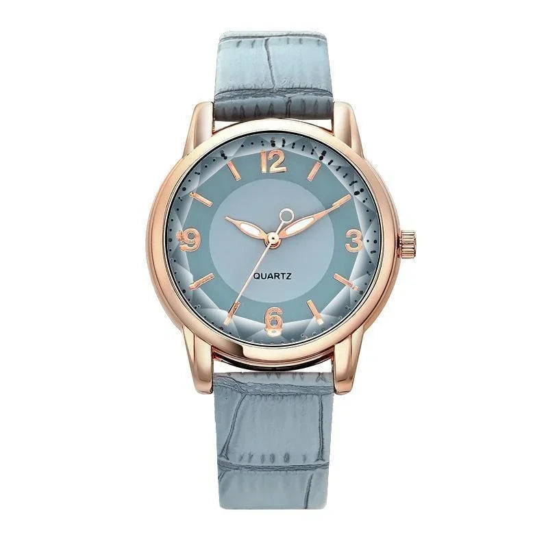 Leather Strap Ladies Watch Polygon Glass Luxury Women clocks Dial Quartz Creative Fashion Quartz Watch Qme 6