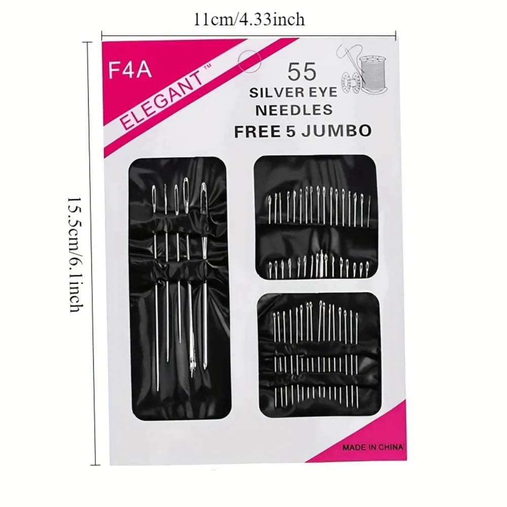 3set Stainless Steel Hand Sewing Needle Set, Big Eye Embroidery Needle, Various Sizes, High-end Needle Embroidery Craft Supplies Qme