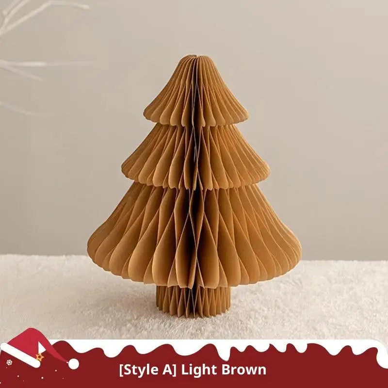 Christmas Tree Ornament 3D Honeycomb Ball Folding Paper Xmas Tree Desktop Hanging Xmas Decor Qme A7