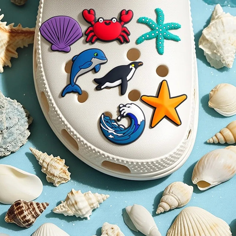 2026 PVC fish series Crab Shark Cute shoe buckle charms accessories decorations for sandals sneaker clog unisex lovers gift drop Qme