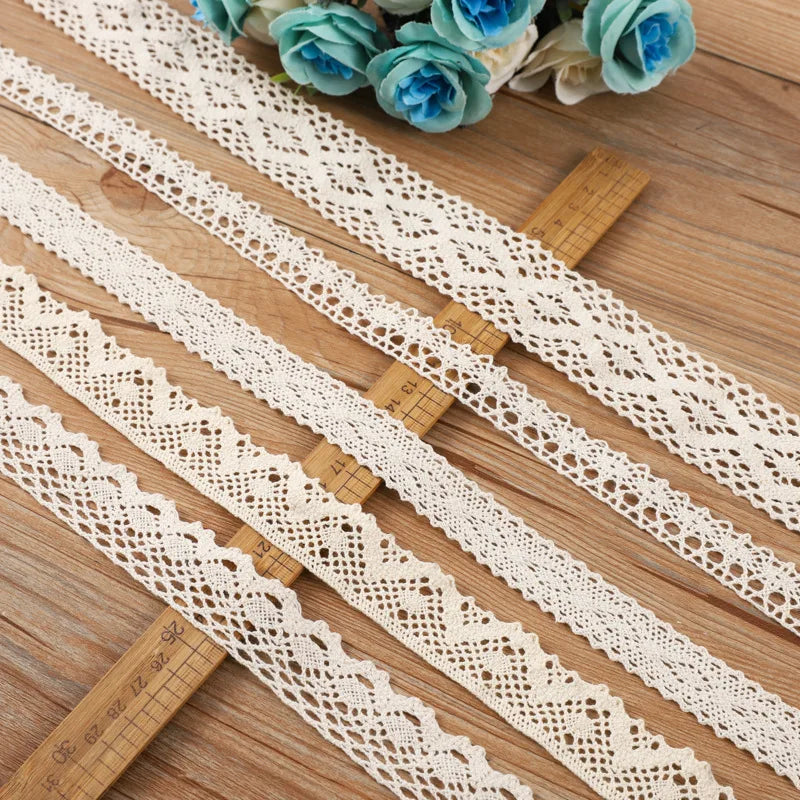 5Meter Roll White Cotton Embroidered Lace Net Ribbons Fabric Trim DIY Decorate Sewing Handmade Craft Materials Bow Qme