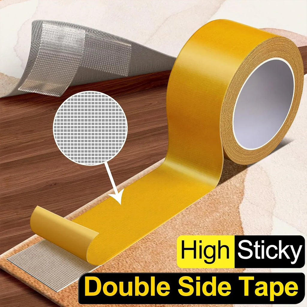 Double Sided Tape Translucent Mesh with Fiberglass Mesh High Tack Strong Adhesive for Carpet Wall Craft Qme