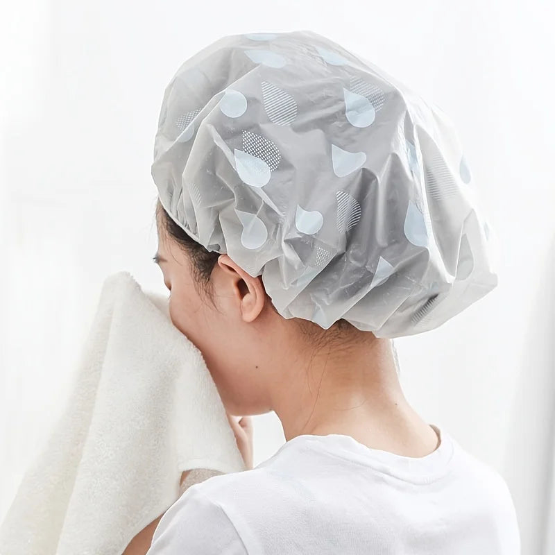 Waterproof Shower Cap Hair Protection During Bathing Qme SKY BLUE