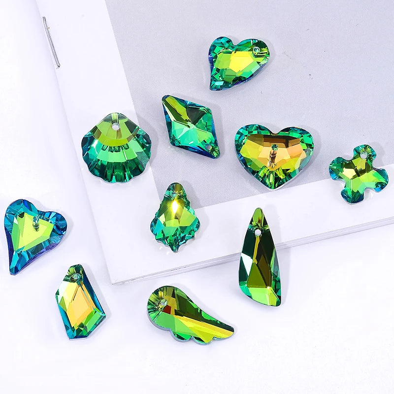Crystal Multi -shape Pendants Shiny Single Hole Glass Beads For Jewelry Making Supplies Earring Necklace Jewelry Accessories Qme