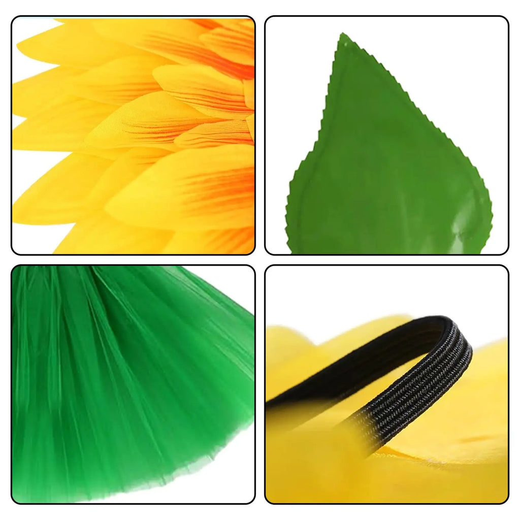 Sunflower Costume Sunshine Daisy Flower Outfit Sun Flower Headpiece Glasses Tutu Skirt Gloves Socks Plant Costume Qme