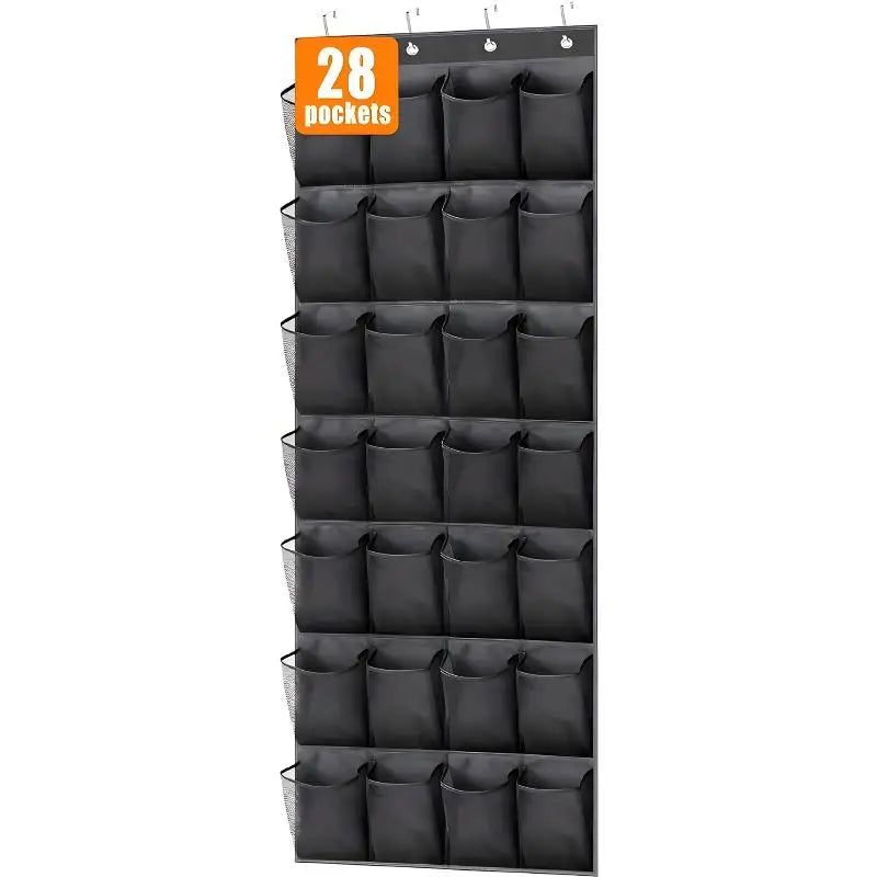 24 28 35 40 Large Mesh Pockets Hanging Shoe Organizer Closet Rack Qme 28 grids Black