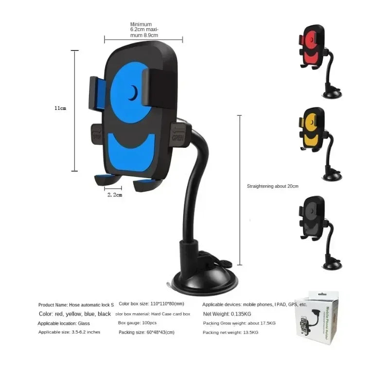 1pcs New Car Phone Holder Bracket Mount Cup Holder Universal Car Mount Mobile Suction Windshield Phone Locking Car-Accessories Qme