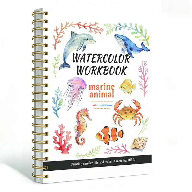 Spiral Bound Watercolor Flower Workbook Thick Paper Easy Guides Qme A4