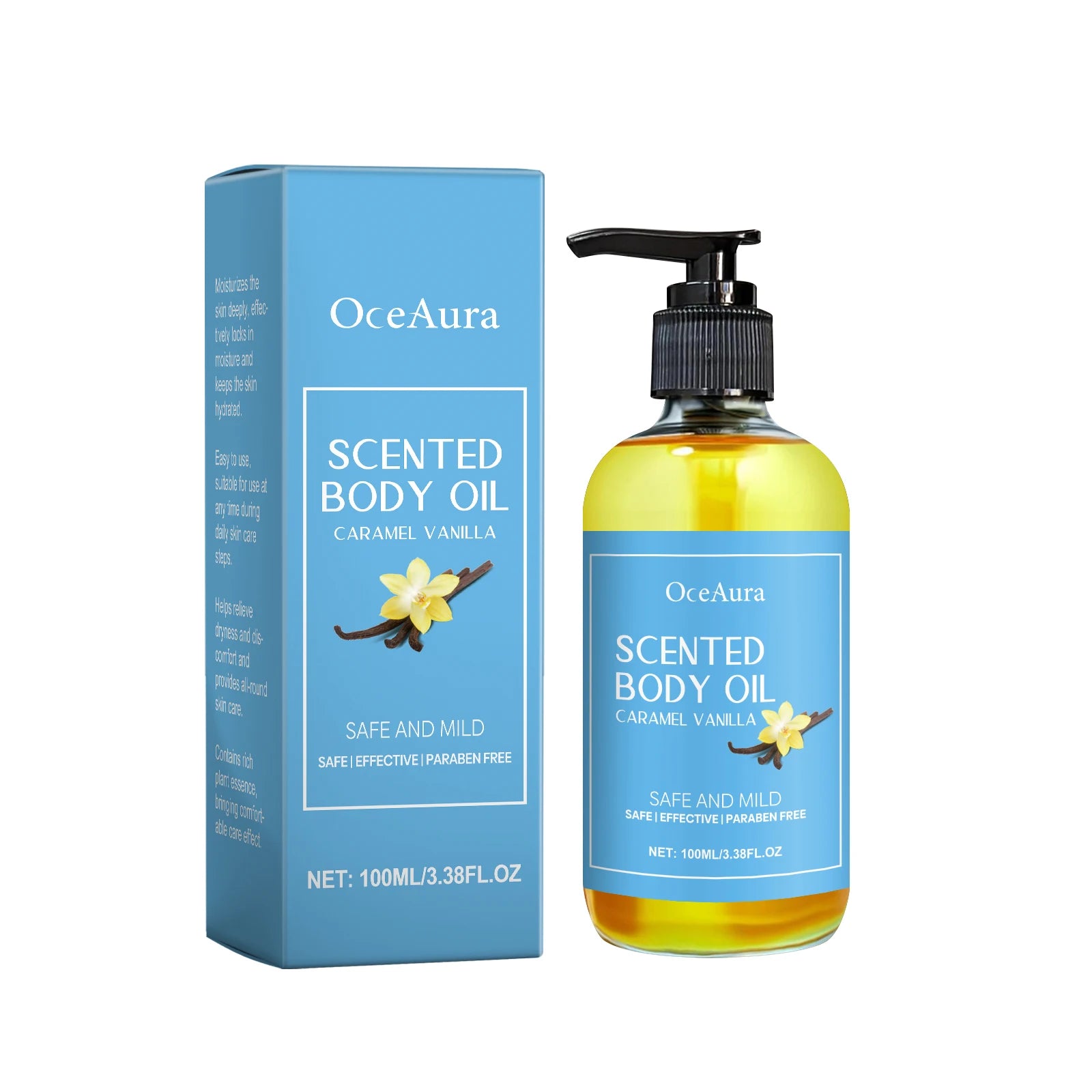 Caramel Vanilla Body Massage Oil Moisturizing Nourishing Smoothing Skin Care Relieve Stress Muscle Relaxing Body SPA Oils Qme 100ml Boxed