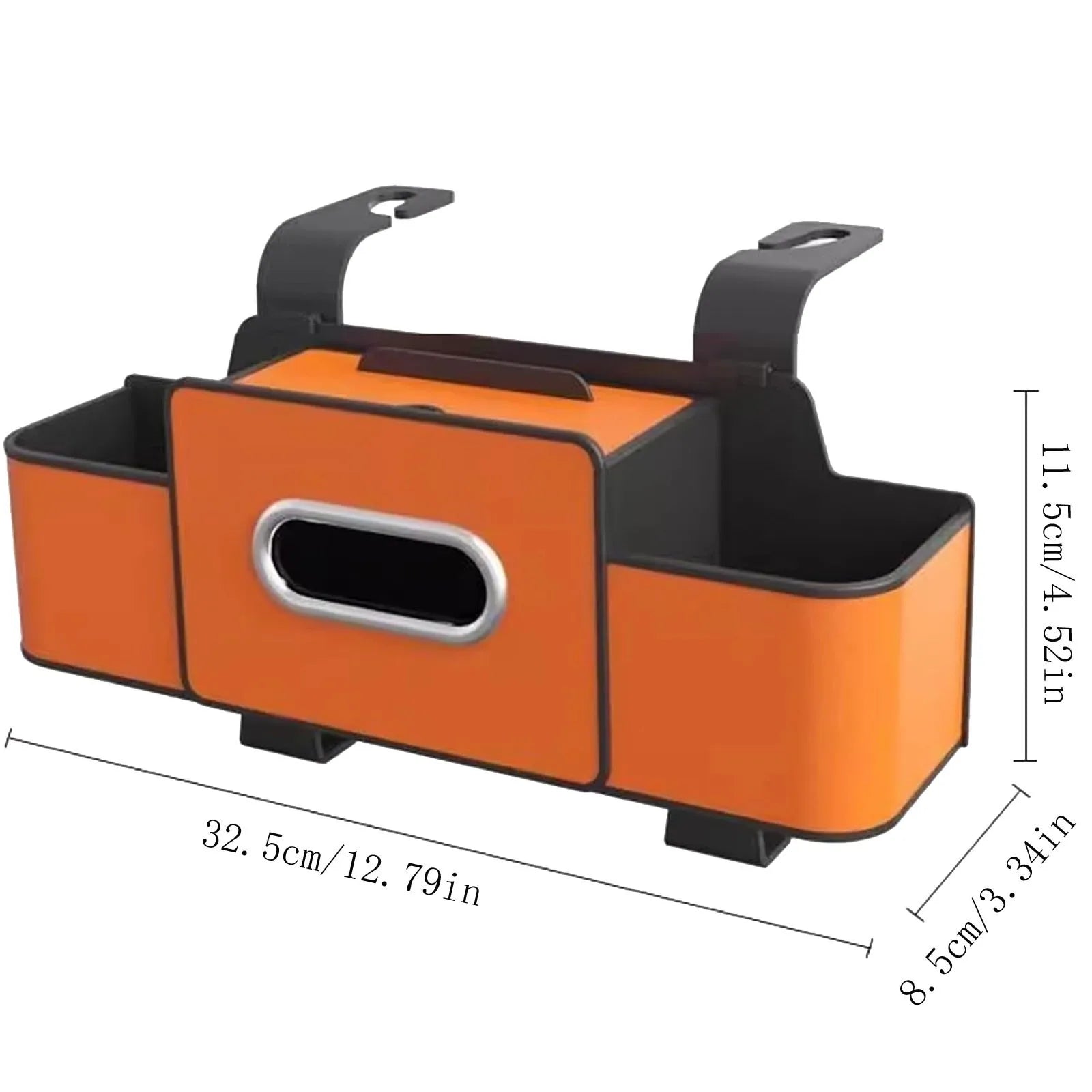 Car Storage Organizer Multifunctional Car Seat Back Storage Box with 2 Cup Holders, Tissue Box and Hook Suitable for Most Car Qme