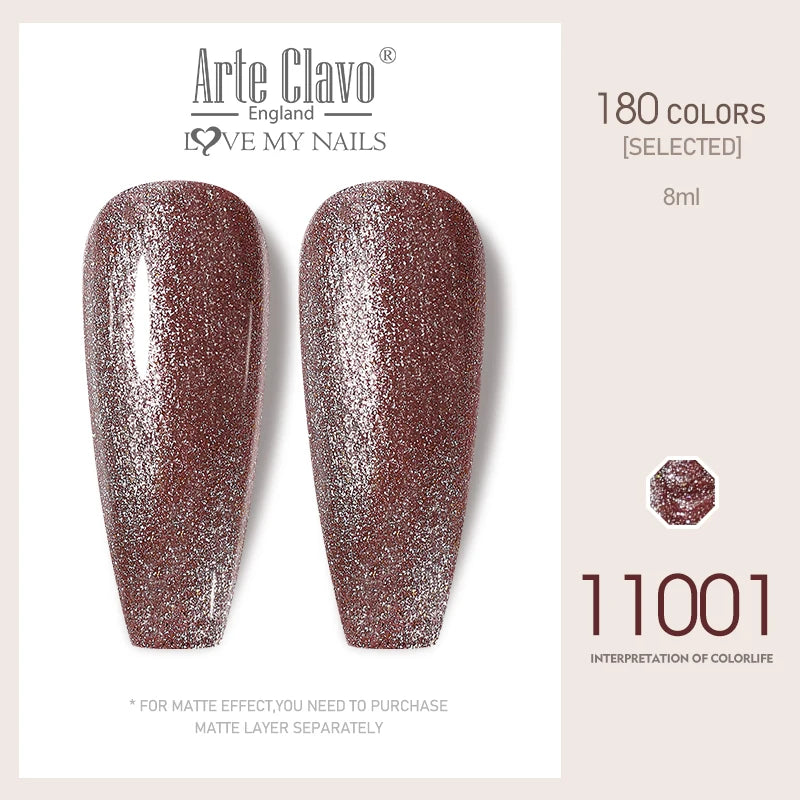 Arte Clavo Colorful Glitter Series UV Gel Nail Polish Sequin Soak Off Qme 11001