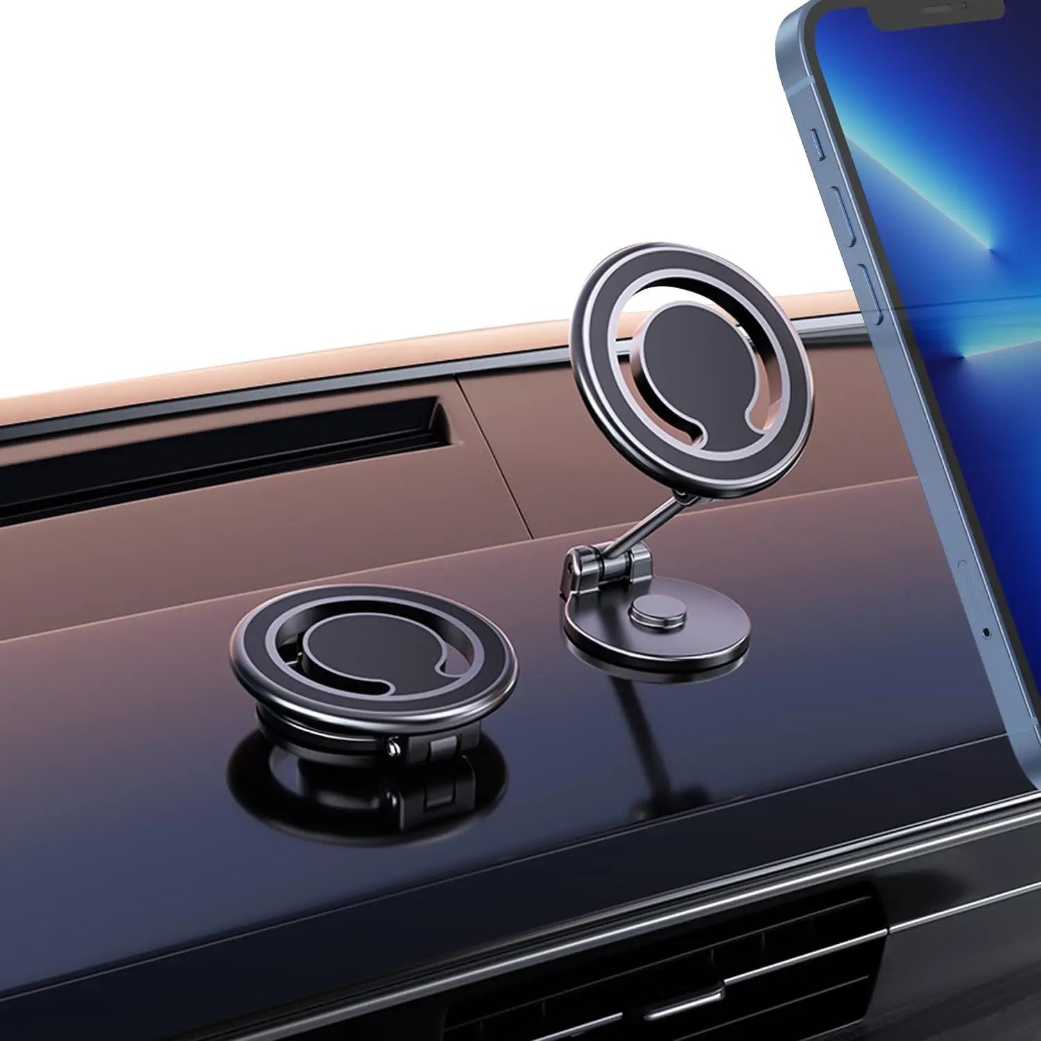1080 Rotate Magnetic Car Phone Holder Stand Magnet Car Mount Support GPS Mobile Bracket in Car For Macsafe iPhone Samsung Xiaomi Qme black