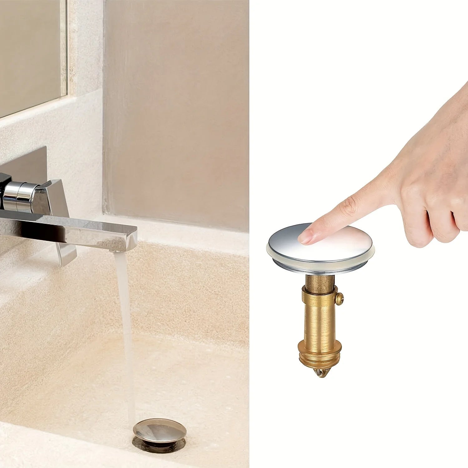 Universal bathroom sink stopper, spring-loaded drain plug, sink drain plug Qme