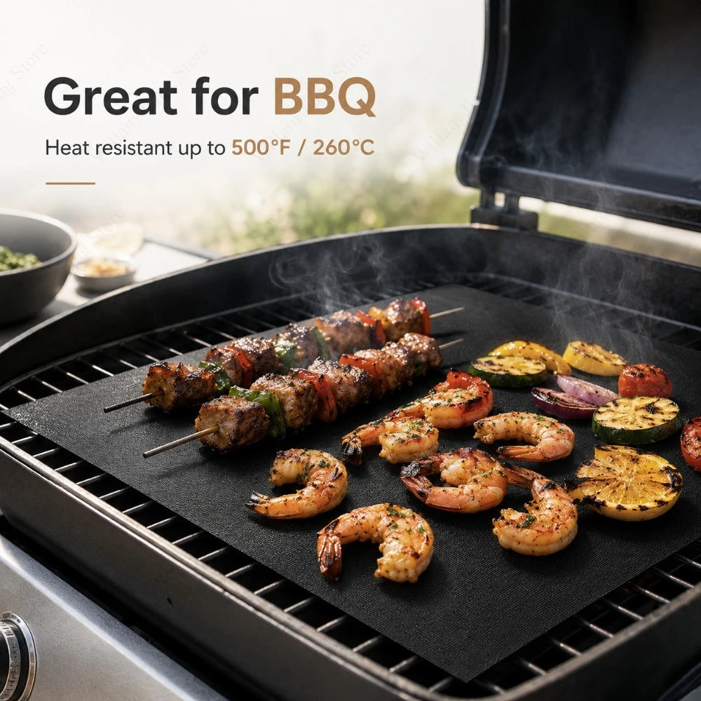 Heat Resistant Reusable Oven Liners Non Stick Anti Dirt Pad BBQ Grill Mat Kitchen Accessory For Baking Barbecue Use Qme