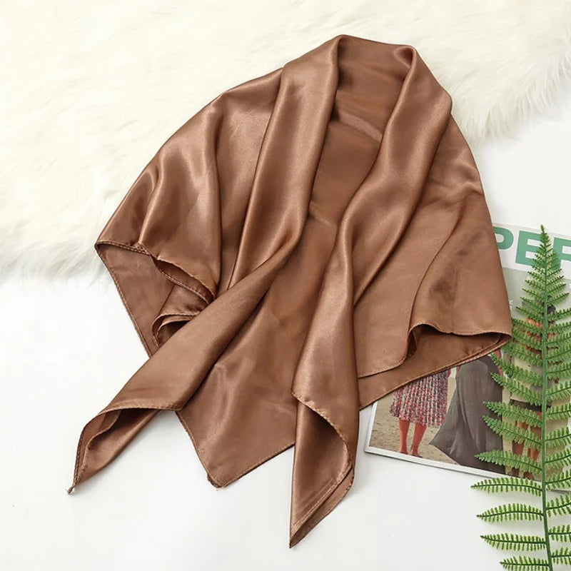 90 Big Headwraps Solid Colors Neckerchief Hijab Women Satin Headband Qme A23