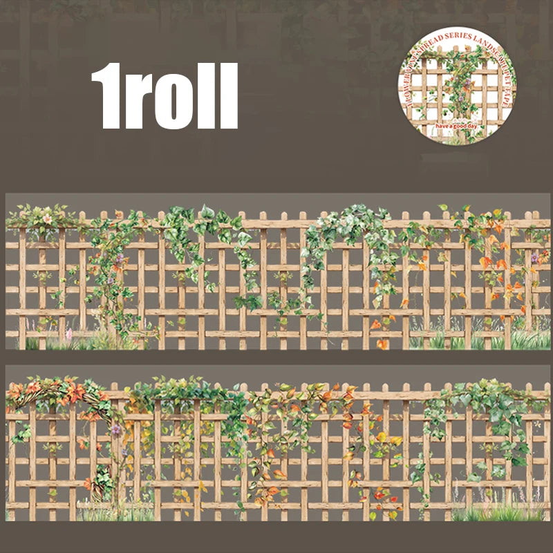 1 Roll Fence Vine Scene PET Tape for Scrapbooking DIY Decals Phone Case Notebook Decoration Supplies Qme 4
