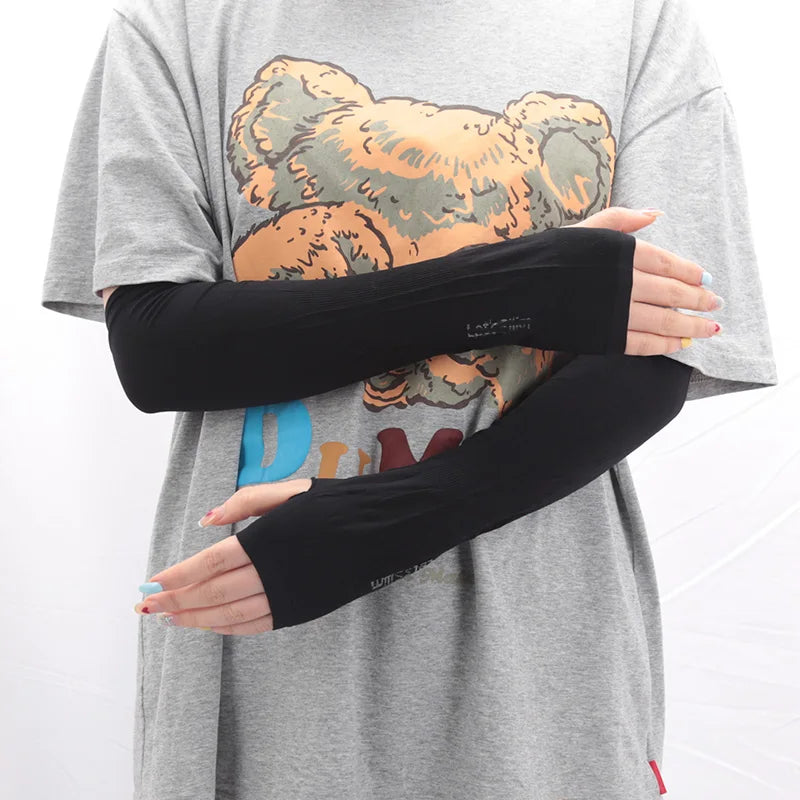 Ice Silk Sleeve Sunscreen Cuff Arm Sleeves Uv Sun Protect Anti-slip Qme