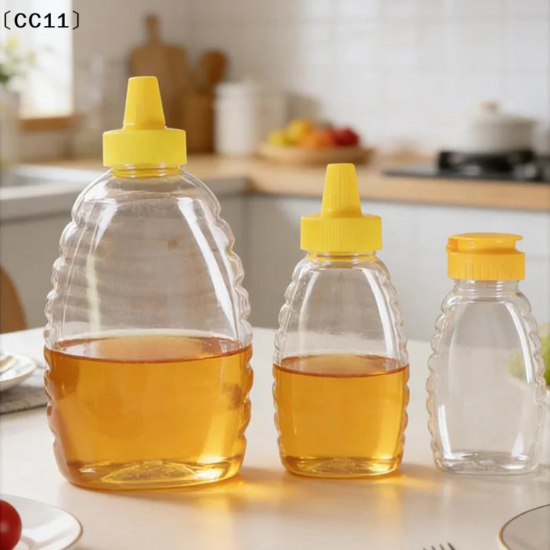 Transparent Reusable Honey Bottles Squeeze Bottle Container Holder Qme