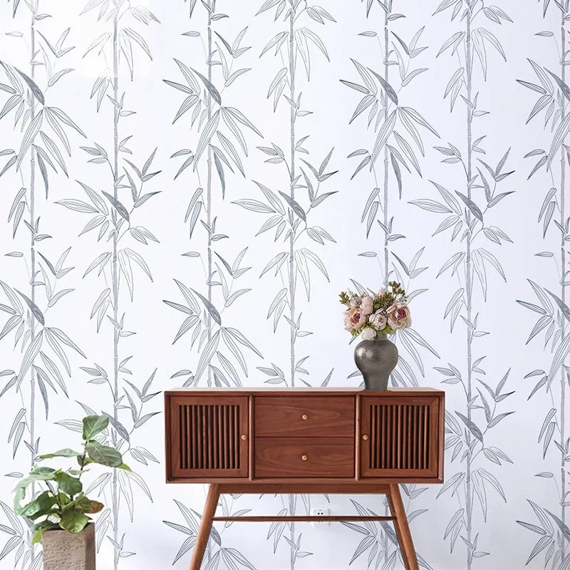 Green White Wallpaper Peel Stick Boho Contact Paper Cabinets Leaf Qme Yizhu - Blue 5mx44cm