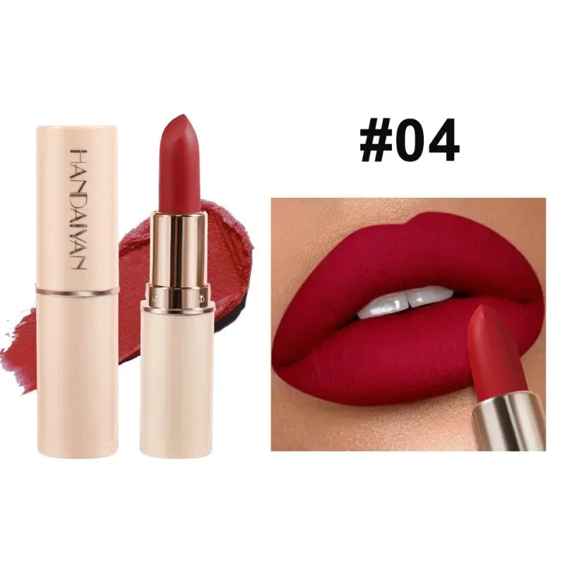 Deep Red Matte Lipstick 8 Colors Waterproof Non-stick Cup Lip Balm Makeup Dark Red Lipsticks Velvet Easy To Color Lips Cosmetics Qme 04