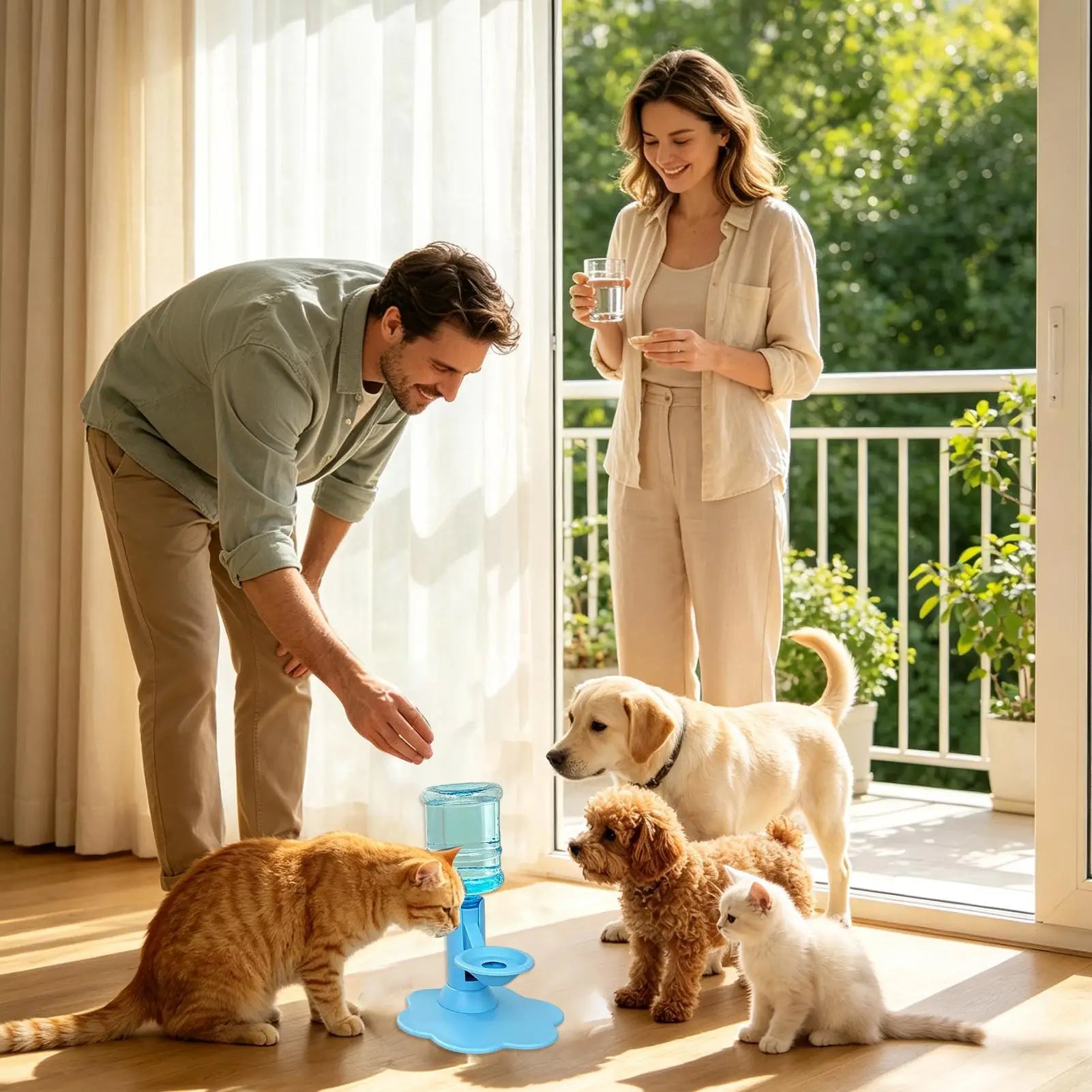 Cat Water Dispenser Non-slip Adjustable Automatic Pet Supplies Animal Qme