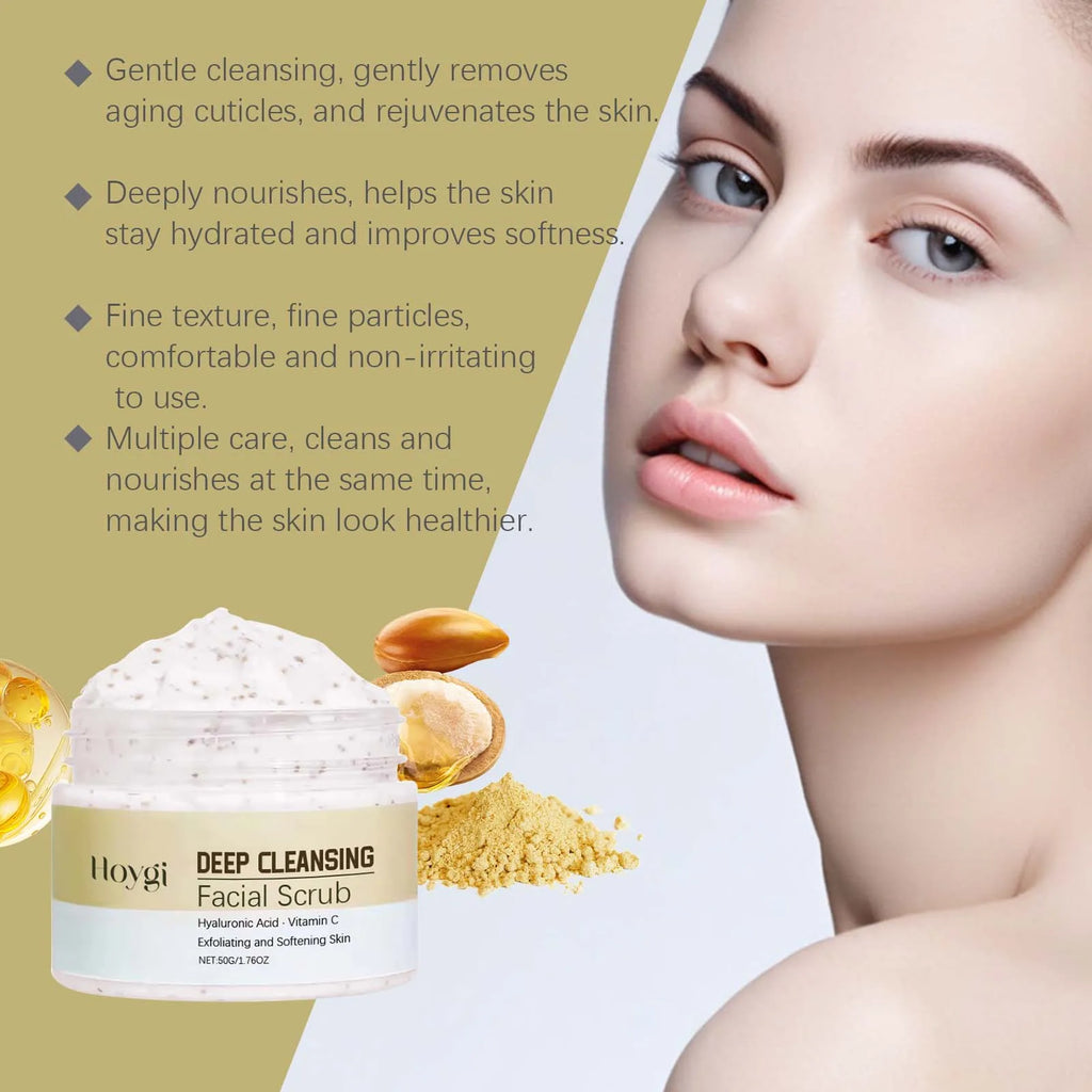 Deep Cleansing Facial Scrub Exfoliating Facial Cleansing & Pore Refining Removal Dead Skin Oil Control Smooth Hydrated Skin Qme