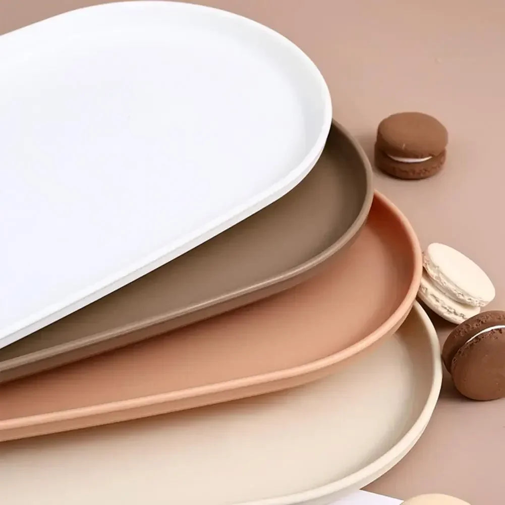 Fruit Plate Dessert Tray Stackable Oval Food Serving Tray Free Bone Dish Snack Plate Reusable Smooth Edge Food Plate for Kitchen Qme