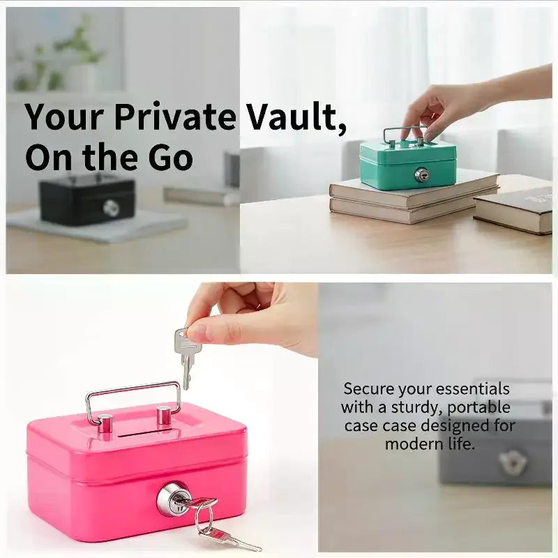 Newly Designed Portable Piggy Bank Compact Easy Carry Key Holder Lock Qme