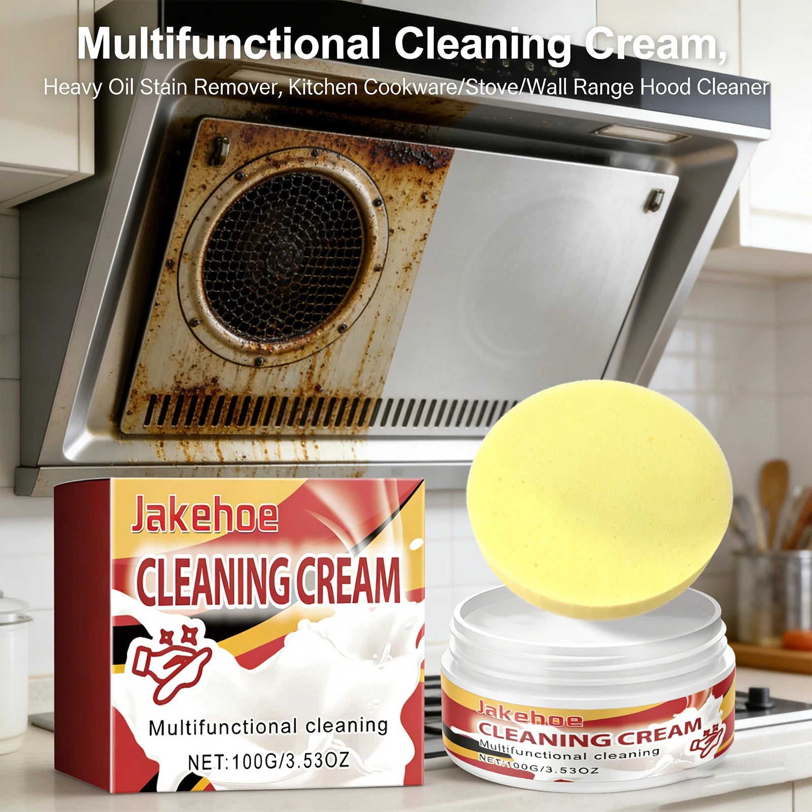 Multi Functional Decontamination Cream Easily Decompose Oil Stain and Dirt Eliminate Odor Polishing Stove Kitchen Cleaning Cream Qme