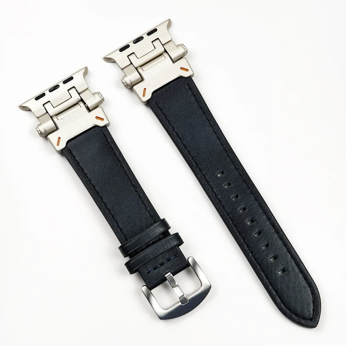 Leather Band for Apple Watch Ultra 2 49mm Men Watchband Strap Correa Bracelet for IWatch series 9 7 8 6 5 4 Se 3 45mm 44mm 42mm Qme Silver-MidU 42mm 44mm 45mm 49mm