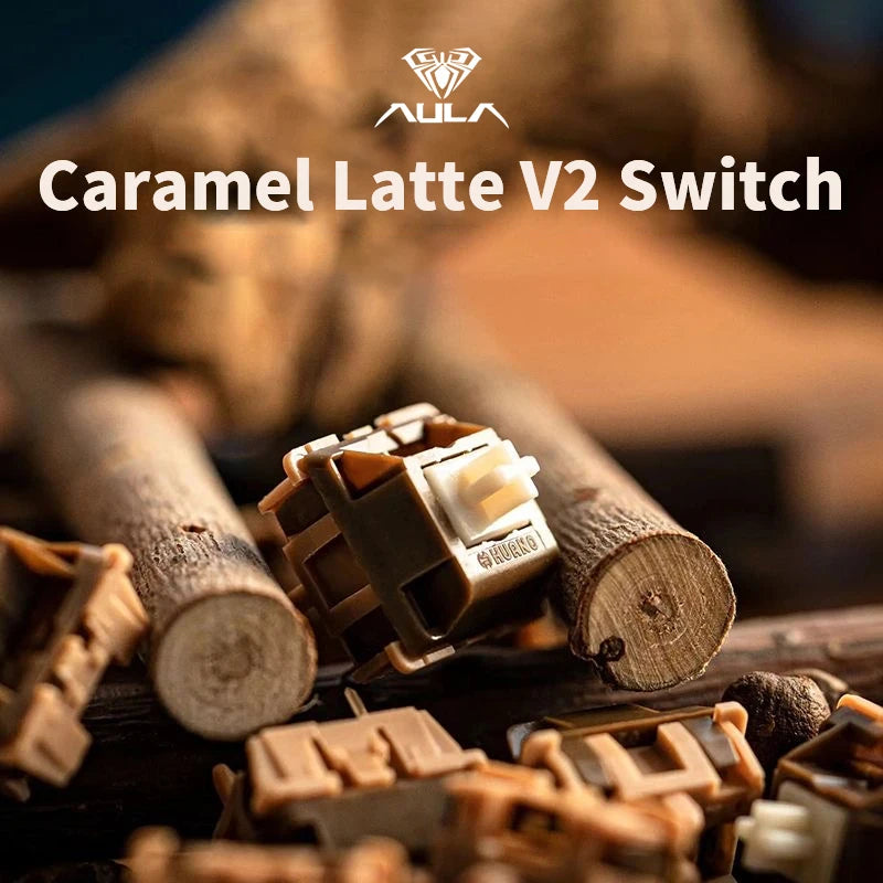 AULA Caramel Latte V2 Switch 45g Linear Pre-Lubed 5 Pins HotSwap Switches For Mx Mechanical Keyboard Gaming Custom Switch HIFI Qme