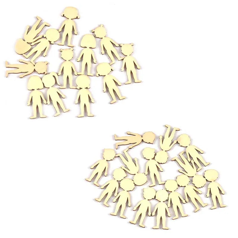 20Pcs 22x49mm Boy/Girl Wooden Crafts Decoracion DIY Scrapbooking Crafts Supplies Home Party Decor Handmade Ornaments Arts c3417 Qme random mixed