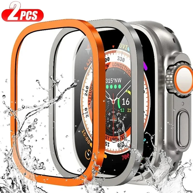 2PCS Tempered Glass For Apple Watch Ultra 49mm Screen Protector Anti-Scratch HD Metal Bumper Full Film for IWatch Ultra 49mm Qme