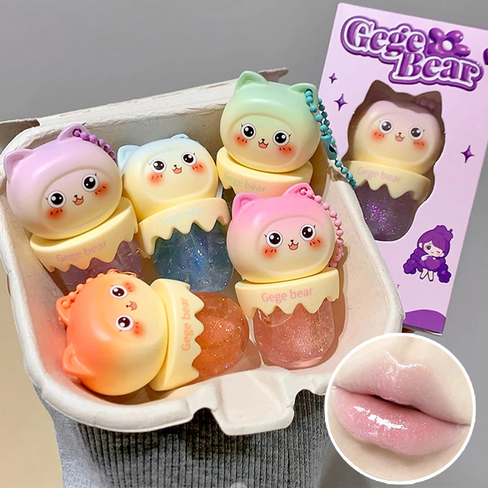 Gege Bear Cute Fruit-flavored Lip Oil Can Be Key Pendant Hydrating Qme