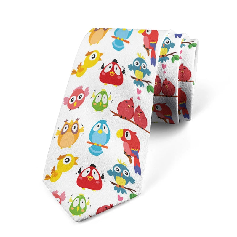 Funny Sparrow Print Tie Men Women Wide Casual Daily Business Shirt Qme style8
