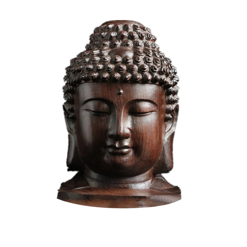 Creative New Buddha Statue Wooden Sakyamuni Tathagata Figurine India Buddha Head Statue Crafts Decorative Ornament. Qme