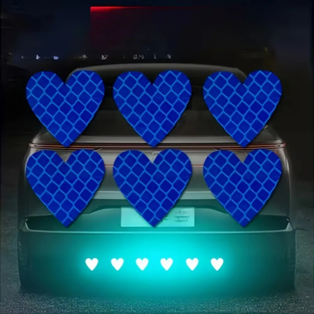 Heart-Shaped Reflective Car Stickers - Safety Warning Decals For Night Driving Qme