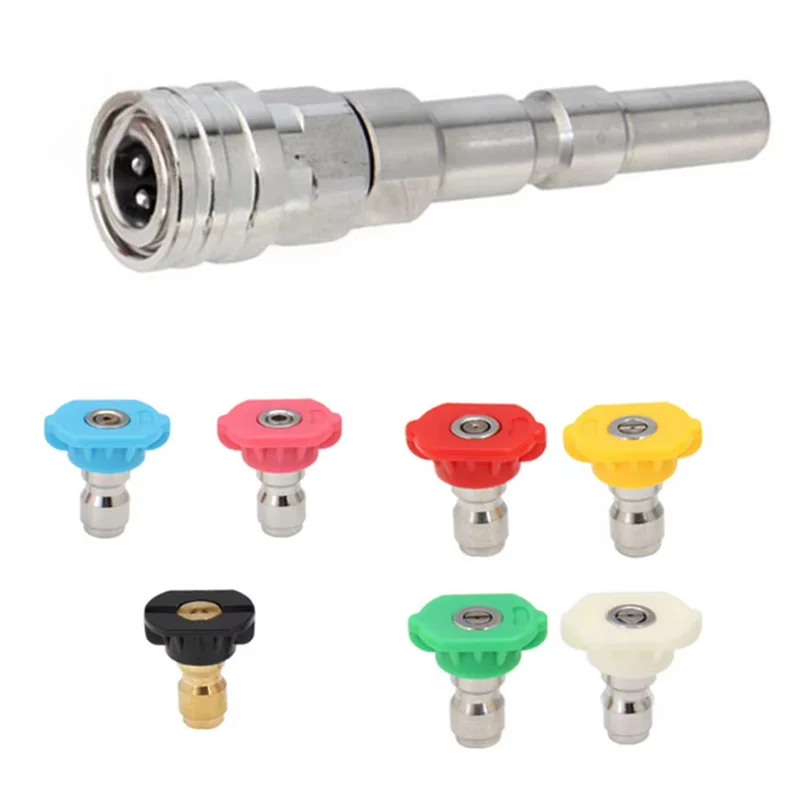 A02F-High Pressure Wash Washer Adaptor Kit For Nilfisk KEW ALTO WAP CALM- Includes 1/4" Quick Connect& Spray Nozzles Qme Silver