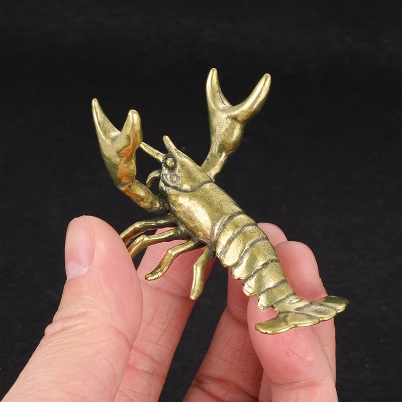 ^Solid Brass Crayfish Ornament Vintage Animal Pen Holder Desktop Decoration Crafts Collections Lobster Figurines Tea Pets Qme