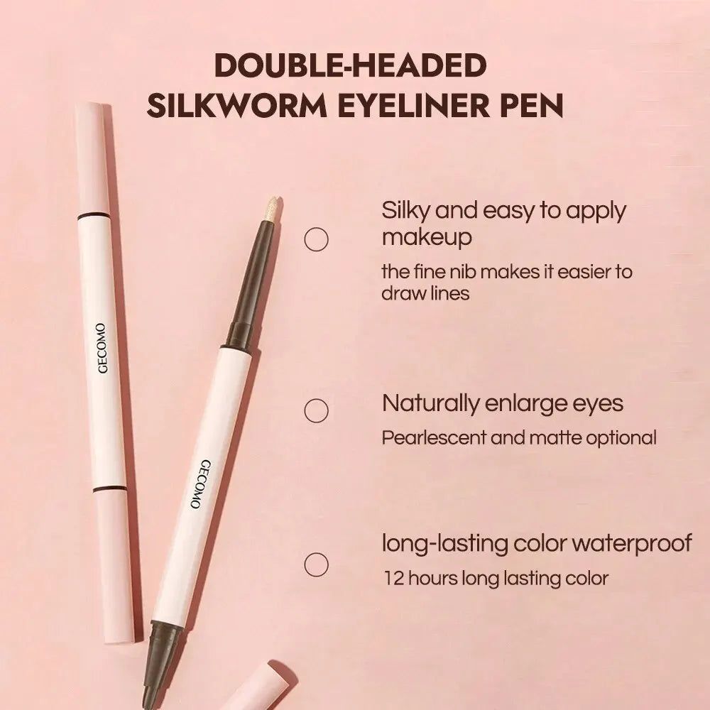 GECOMO Double-ended Lying Silkworm Pencil Eyeliner Shimmer Eyeshadow Qme